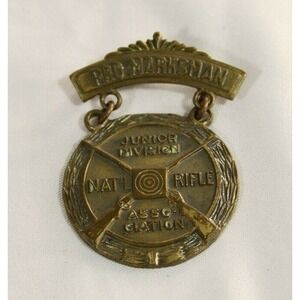 Vintage NRA Pro-Marksman Junior Division Brass Medal Pin National Rifle Assoc